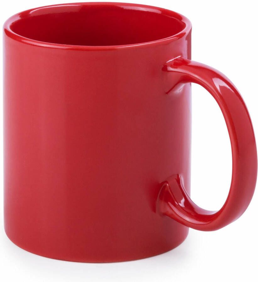 Bellatio Design Koffie mokken bekers 1x keramiek glans met oor rood 370 ml Bekers