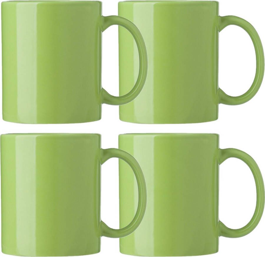 Bellatio Design Koffie mokken bekers Nantes 4x keramiek met oor groen 300 ml Bekers