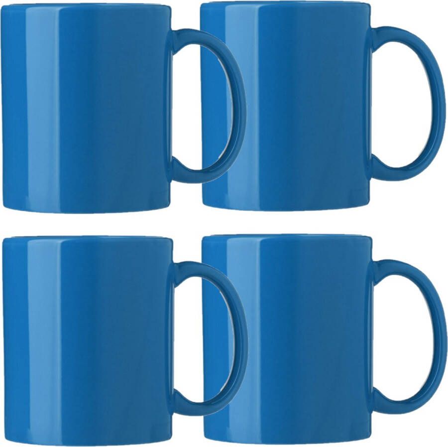 Bellatio Design Koffie mokken bekers Nantes 4x keramiek met oor kobalt blauw 300 ml Bekers