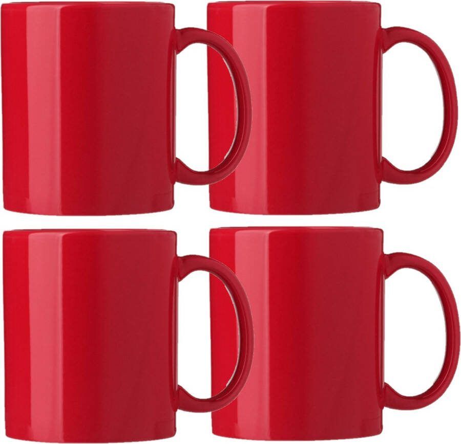 Bellatio Design Koffie mokken bekers Nantes 6x keramiek met oor rood 300 ml