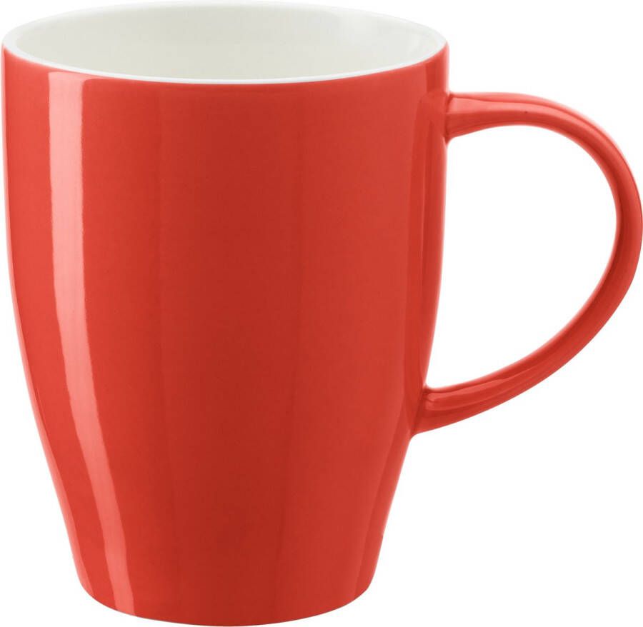 Bellatio Design Koffie mokken bekers Paris 1x porselein met oor rood 350 ml Bekers