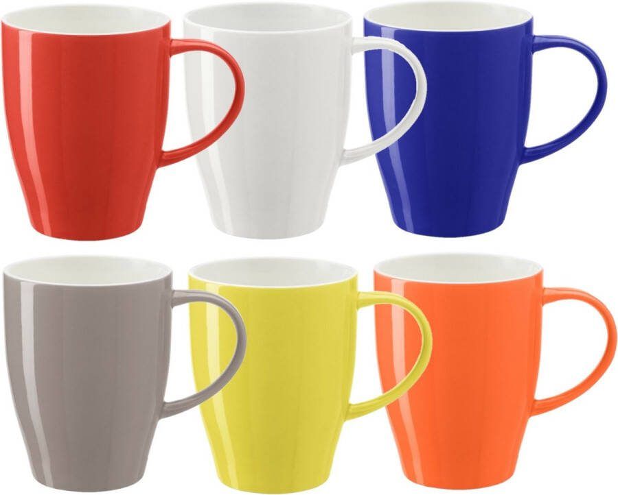 Bellatio Design Koffie mokken bekers Paris 6x porselein multi kleuren 350 stijlvolle vorm