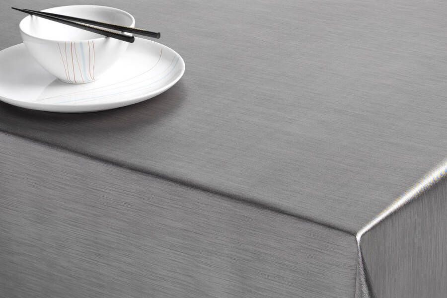 Bellatio Design Luxe tafelzeil tafelkleed titanium grijs metallic look 140 x 220 cm Tuintafelkleed