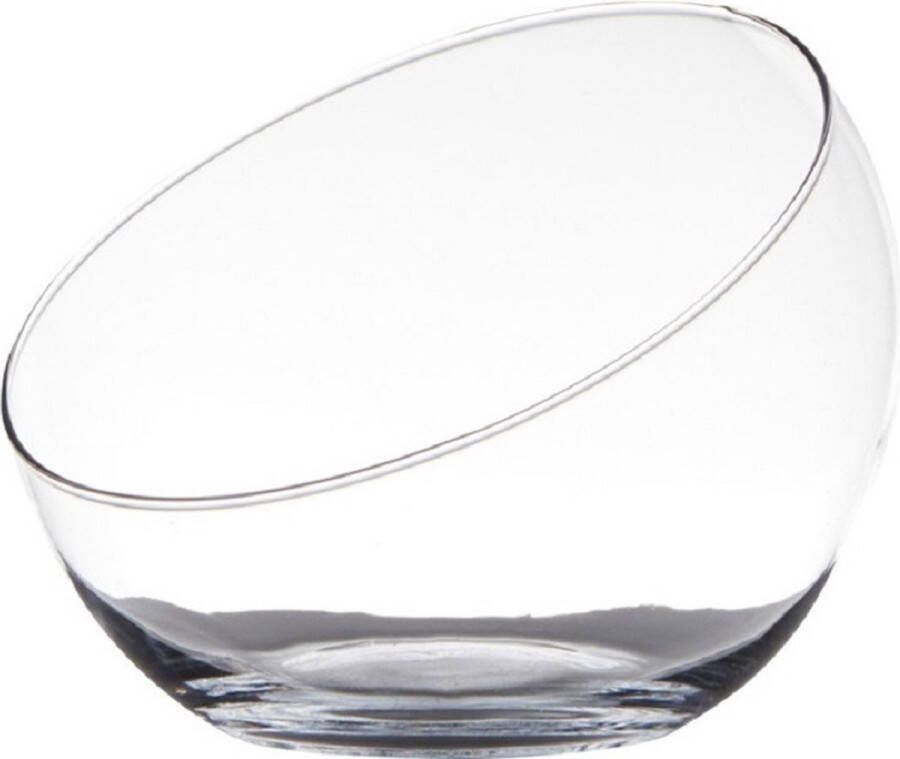 Bellatio Design Schuine serveerschaal fruitschaal van transparant glas 20 cm Serveerschalen Salade serveren Fruitschalen