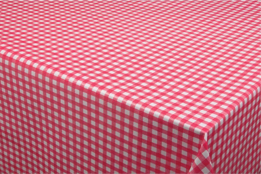 Bellatio Design Tafelzeil tafelkleed boeren ruit rood wit 140 x 300 cm Tuintafelkleed