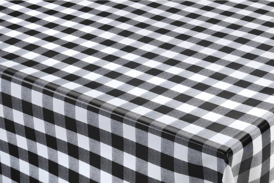 Bellatio Design Tafelzeil tafelkleed boeren ruit zwart wit 140 x 180 cm Tuintafelkleed