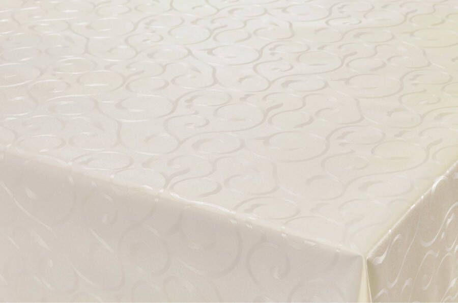 Bellatio Design Tafelzeil tafelkleed Damast creme krullen print 140 x 300 cm Tuintafelkleed