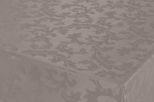 Bellatio Design Tafelzeil tafelkleed Damast taupe barok krullen print 140 x 220 cm Tuintafelkleed