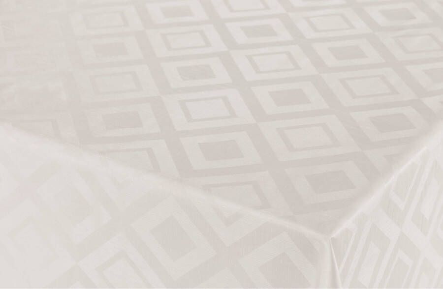 Bellatio Design Tafelzeil tafelkleed Damast witte ruiten print 140 x 300 cm Tuintafelkleed
