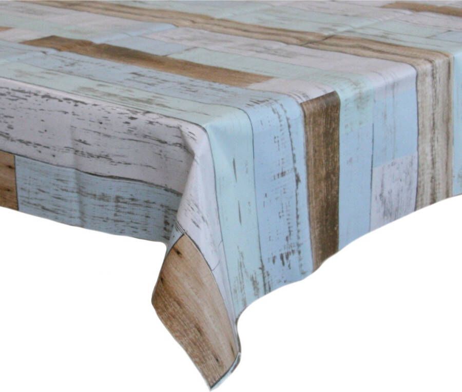 Bellatio Design Tafelzeil tafelkleed houten planken print 140 x 220 cm Tuintafelkleed