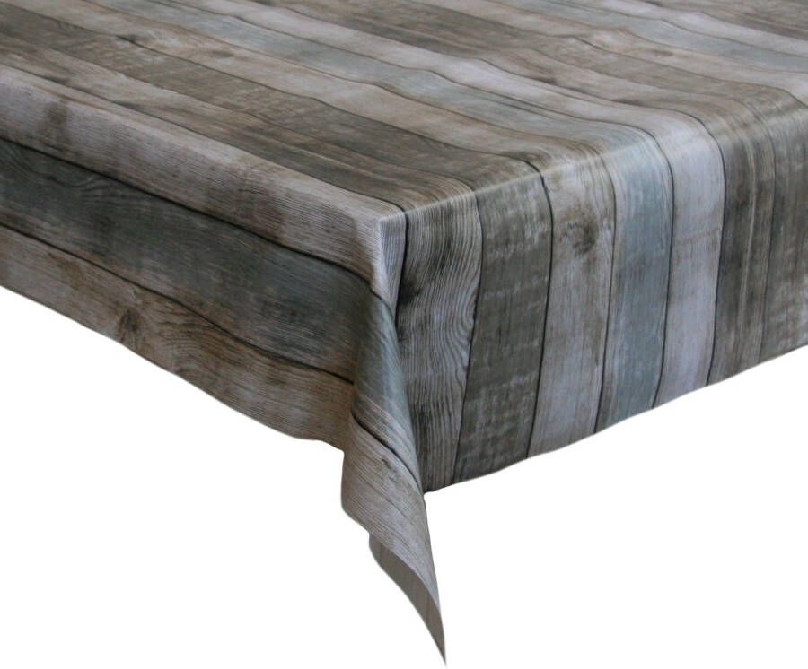Bellatio Design Tafelzeil tafelkleed lange houten planken print 140 x 300 cm Tuintafelkleed
