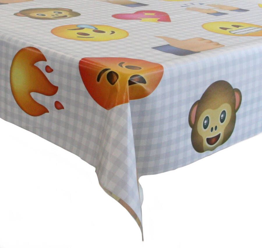 Bellatio Design Tafelzeil tafelkleed met emoji print 140 x 250 cm Emoji Kindertafelzeil