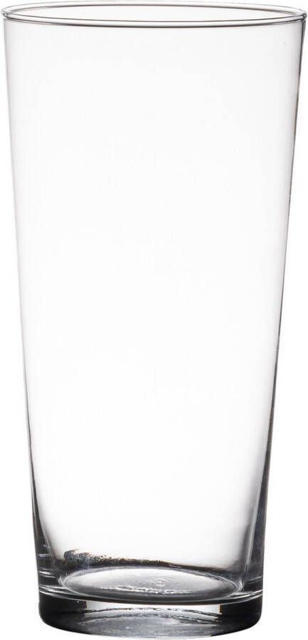 Bellatio Design Transparante home basics Conische vaas vazen van glas 29 x 16 cm Bloemen takken boeketten vaas voor binnen gebruik
