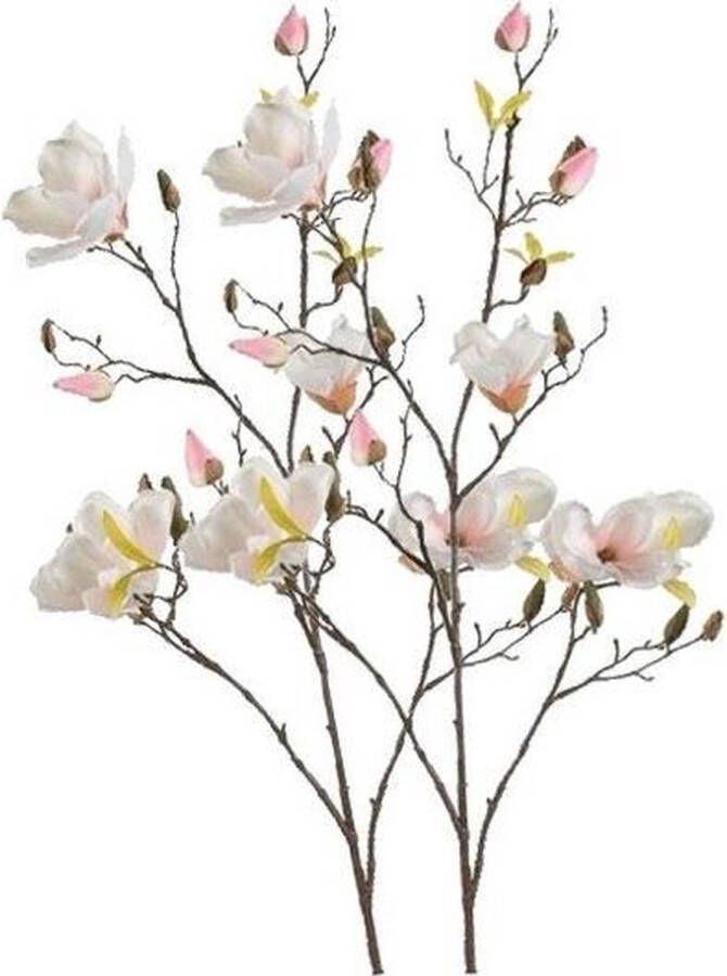 Bellatio Flowers & Plants 2x Creme kunst Magnolia tak 105 cm Kunstbloemen