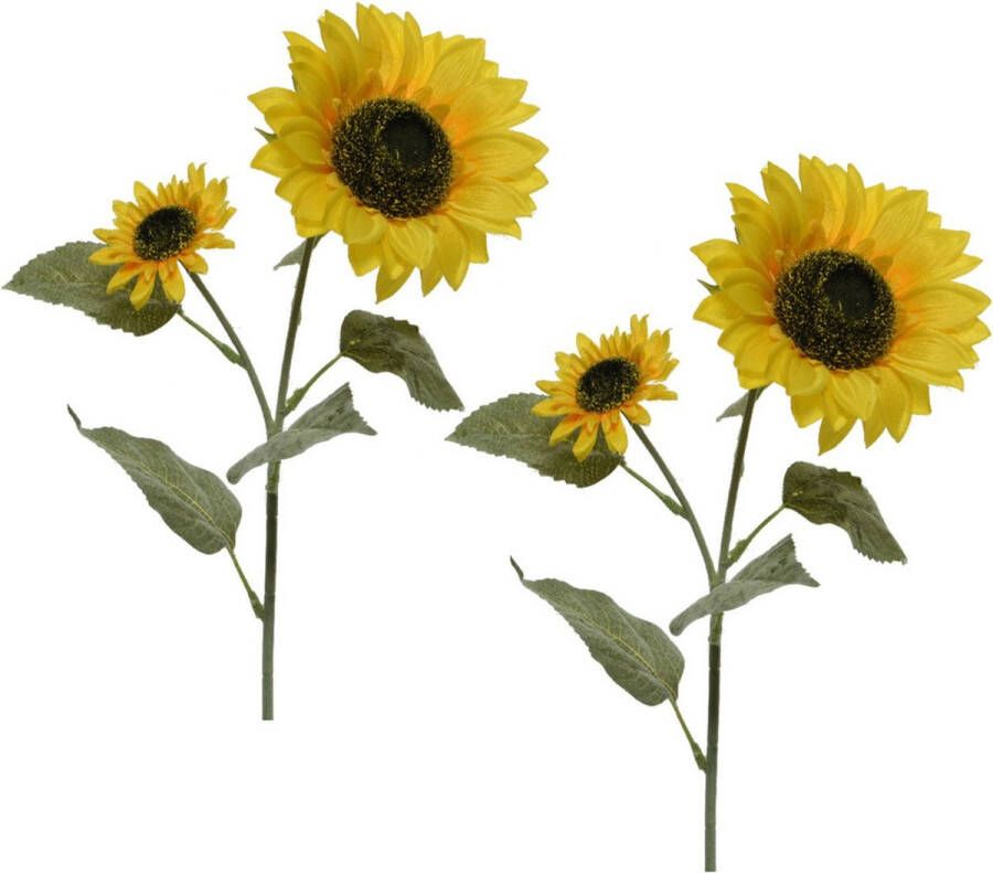 Bellatio Flowers & Plants 2x Gele zonnebloemen kunstbloemen 72 cm Helianthus Kunstbloemen kunsttakken bloemen planten