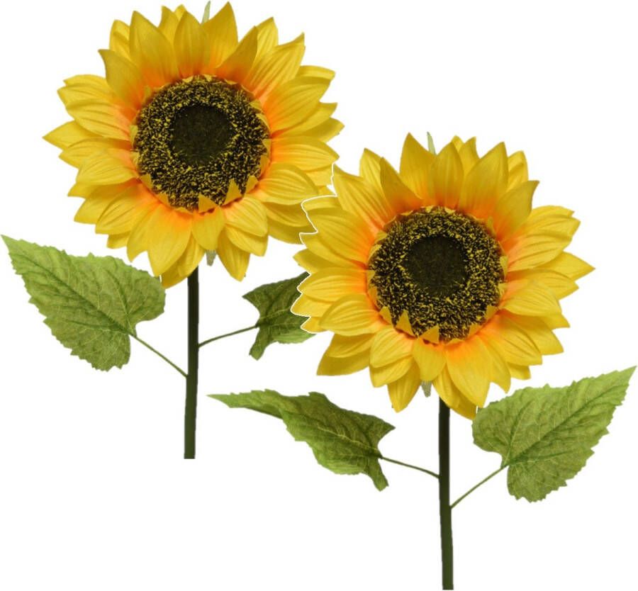 Bellatio Flowers & Plants 2x Gele zonnebloemen kunstbloemen 76 cm Helianthus Kunstbloemen kunsttakken bloemen planten