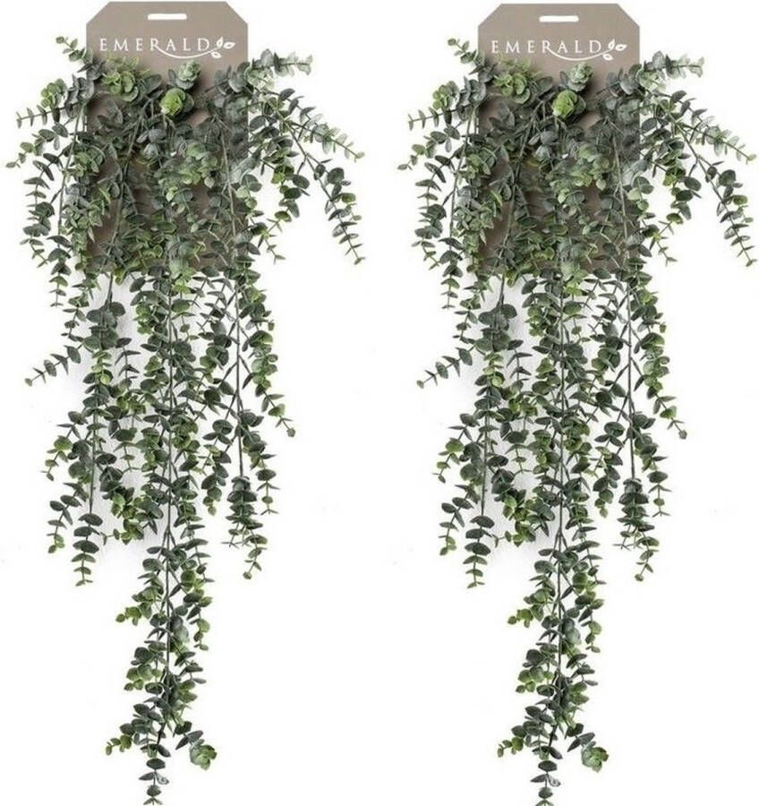 Bellatio Flowers & Plants 2x Groene Eucalyptus kantoor kunstplant hangende tak 75 cm Kantoorplanten kunstplanten nepplanten