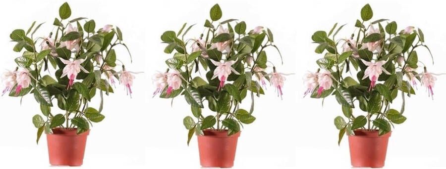 Bellatio Flowers & Plants 2x Lichtroze fuchsiaplant kunstplant 30 cm voor binnen kunstplanten nepplanten binnenplanten