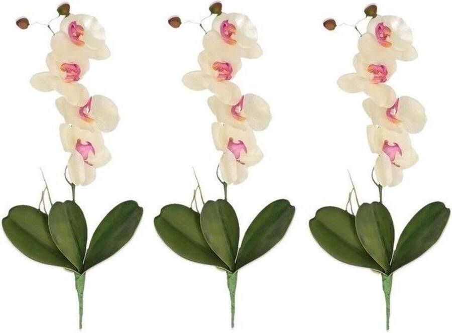 Bellatio Flowers & Plants 3x Roze wit Orchidee Phalaenopsis kunstplant 44 cm voor binnen kunstplanten nepplanten binnenplanten