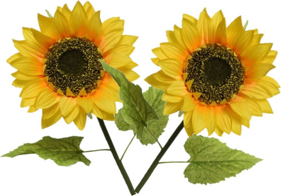 Bellatio Flowers & Plants 3x stuks gele zonnebloemen kunstbloemen 76 cm Helianthus Kunstbloemen kunsttakken bloemen planten