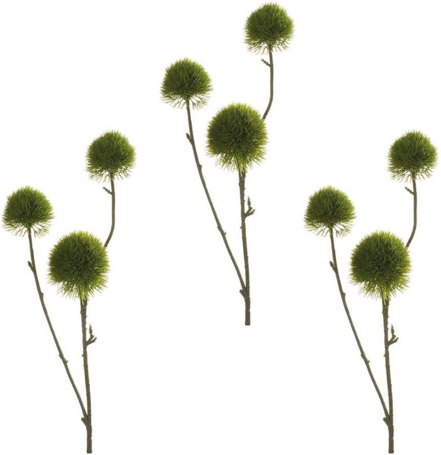 Bellatio Flowers & Plants 3x stuks kunstbloemen anjer takken 58 cm groen kunsttakken kunstplanten