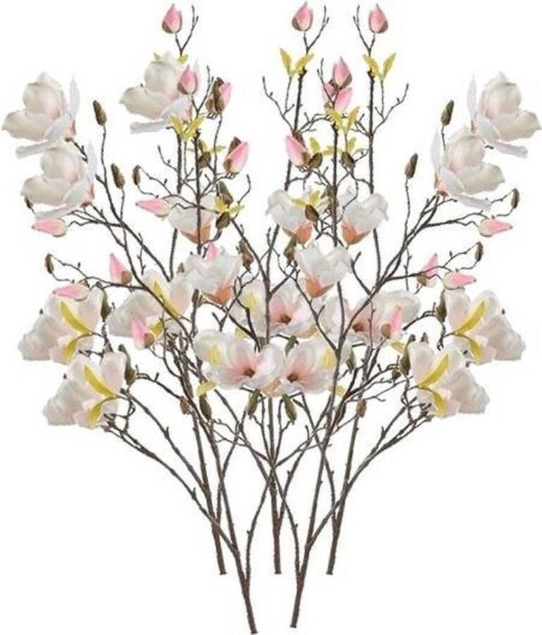 Bellatio Flowers & Plants 5x Creme kunst Magnolia tak 105 cm Kunstbloemen