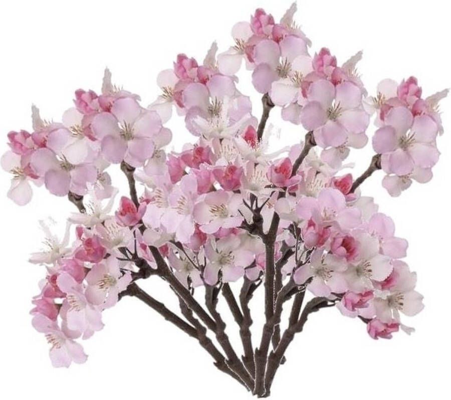 Bellatio Flowers & Plants 6 Stuks roze kunstbloemen appelbloesem takken van 36 cm Kunstbloemen Nepbloemen