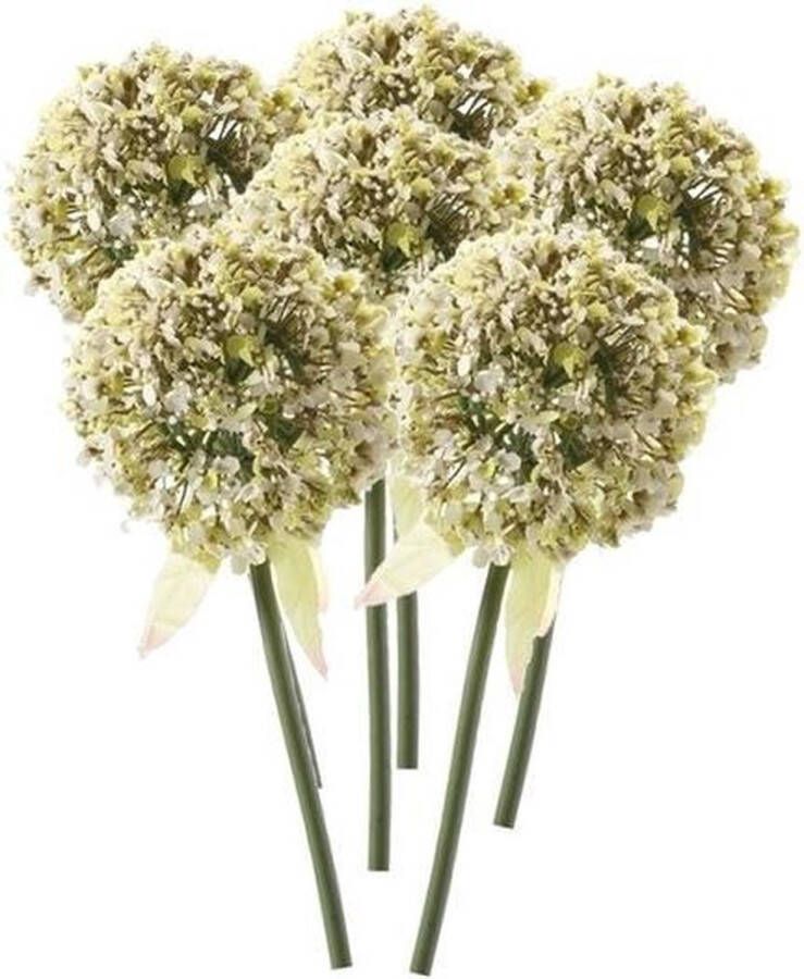 Bellatio Flowers & Plants 6 x Witte sierui steelbloem 70 cm Kunstbloemen