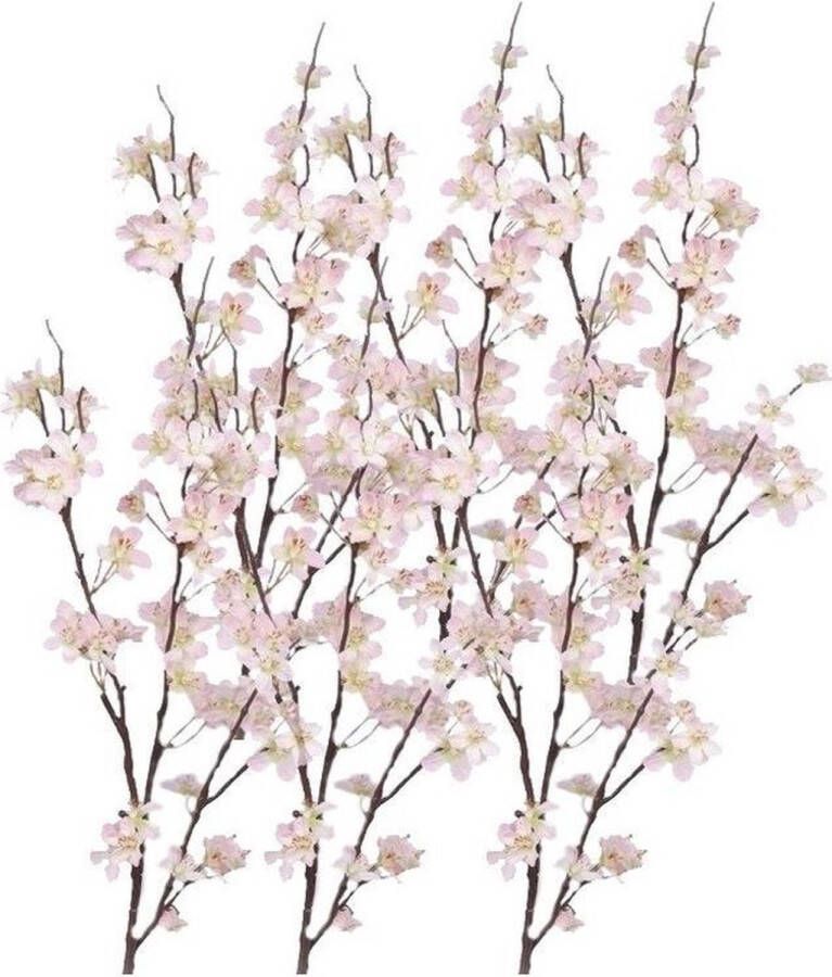 Bellatio Flowers & Plants 6x Stuks roze appelbloesem kunstbloem tak met 57 bloemetjes 84 cm Nepbloemen Kunstbloemen