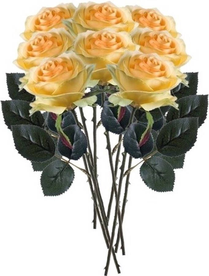 Bellatio Flowers & Plants 8 x Gele roos Simone steelbloem 45 cm Kunstbloemen