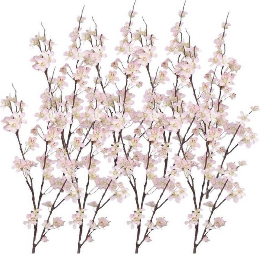 Bellatio Flowers & Plants 8x Stuks roze appelbloesem kunstbloem tak met 57 bloemetjes 84 cm Nepbloemen Kunstbloemen