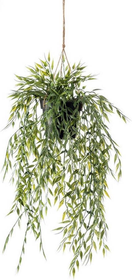 Bellatio Flowers & Plants Groene bamboe kunstplant 50 cm in hangende pot Kunstplanten nepplanten