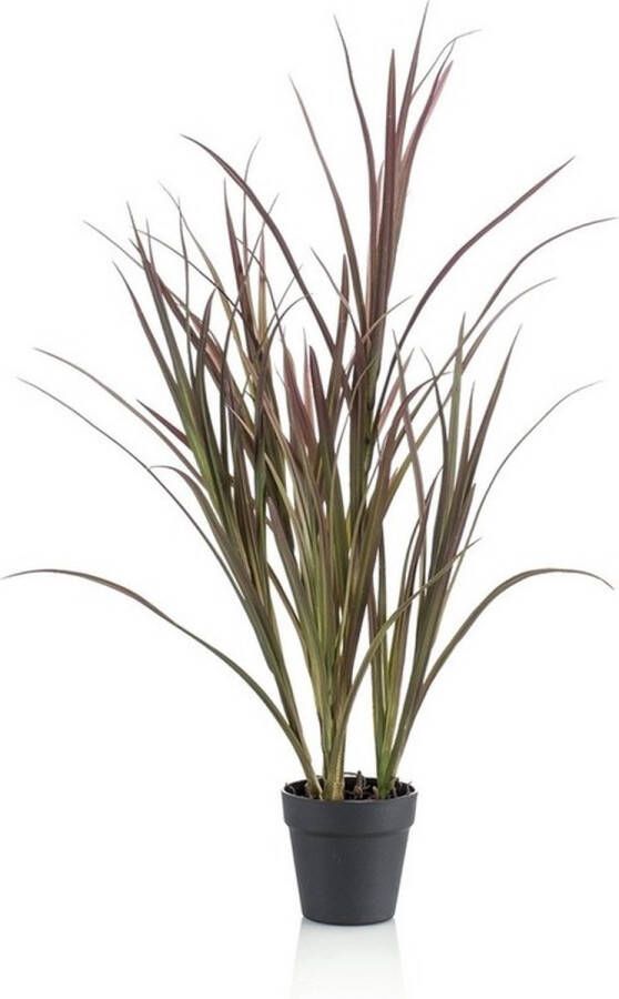 Bellatio Flowers & Plants Kantoor kunstplant hoog gras groen in zwarte ronde pot 90 cm Kantoorplanten kunstplanten