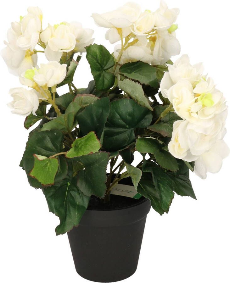 Bellatio Flowers & Plants Kunstplant Begonia wit 30 cm nepplanten kunstplanten