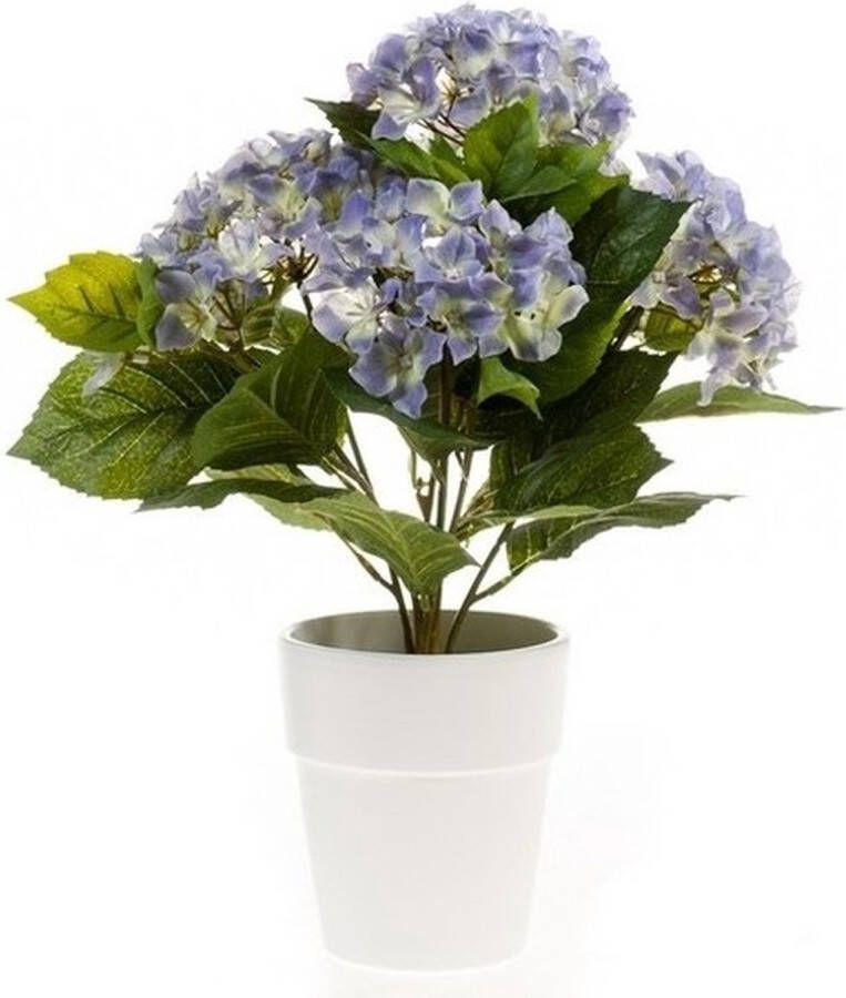 Bellatio Flowers & Plants Kunstplant Hortensia blauw in pot 37 cm Kamerplant blauwe Hortensia