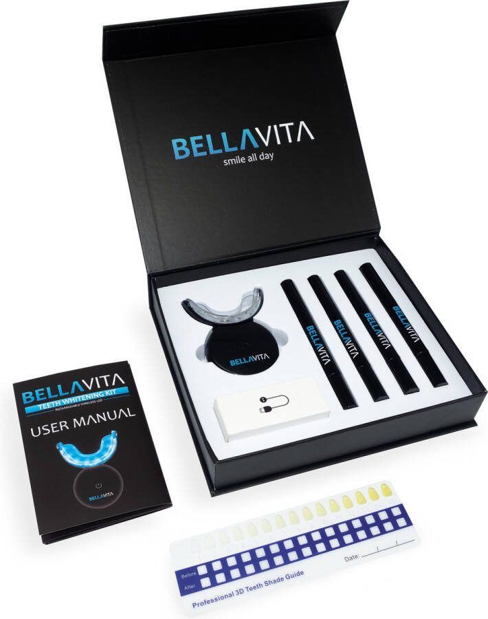 Bella Vita BELLAVITA Tandenbleekset Tanden bleken Teeth Whitening Kit Tandenblekers 4 gelpennen Zonder peroxide 100% natuurlijk Witte tanden Black Friday Sinterklaas Kerst