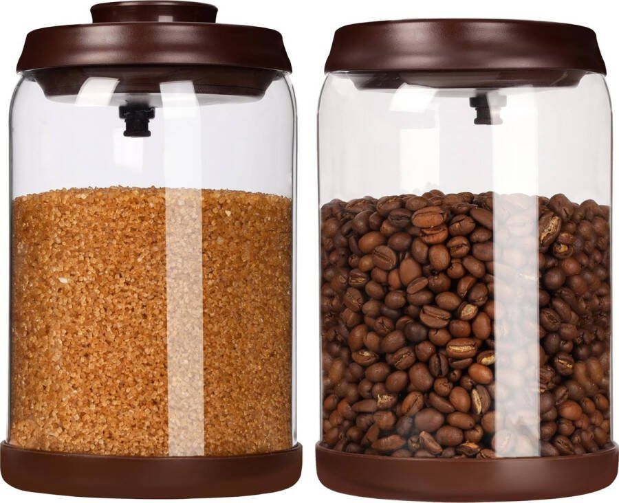 BELLE VOUS 2 Pak Glazen Opslag Potten met Luchtdichte Pop-up Deksels 900 ml Voedsel Containers Borosilicaat Glazen Potten voor Keuken Kelder Sla Koffie Bonen Thee Suiker Snoep & Rijst op