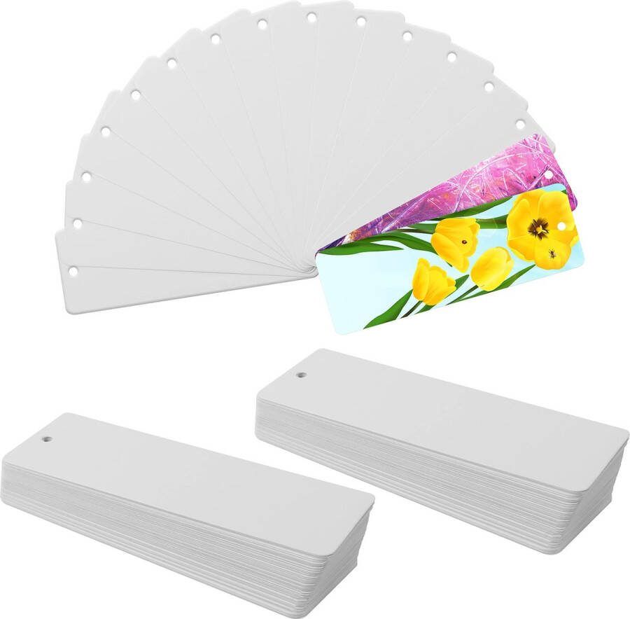 BELLE VOUS 300 Pak Blank Wit Papieren Kaart Boekenleggers 15 x 5 cm – Boekenleggers met een Gat voor een Kwastje – Boekenlegger Set voor Lezen DIY & Geschenken – Voor Kinderen Heren & Dames
