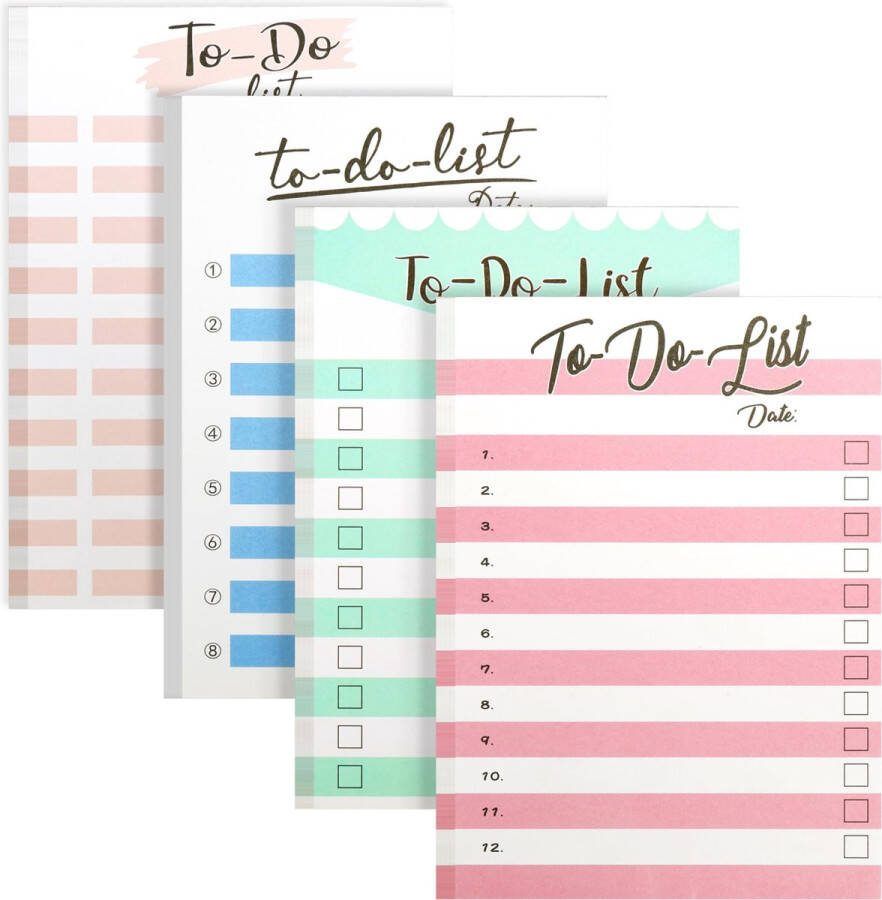 BELLE VOUS 4 Pak Geassorteerde Kleur Dagelijkse To-Do List Notepad Planners 50 Vel Checklist Notebooks met Ongedateerde Pagina s Memo Organizers voor Boodschappenlijsten management en Agenda s