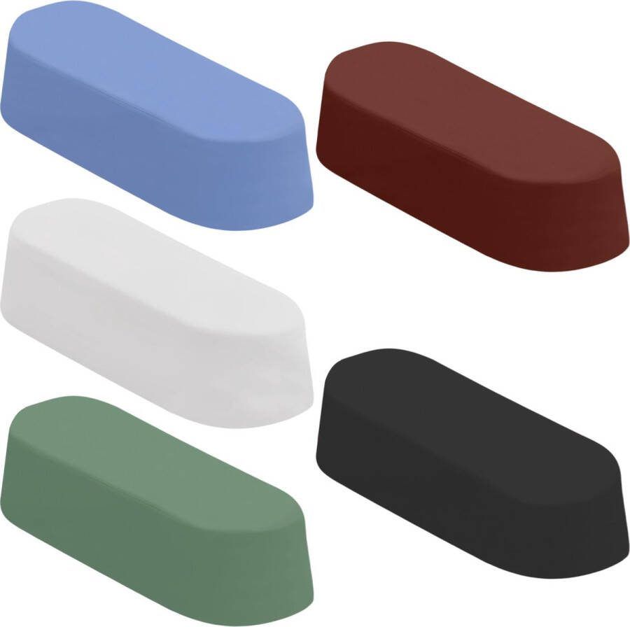 BELLE VOUS 5 Pak Polijst Blokken 68 g Buffen en Aanslijp Kit voor Lederen Strop Bevat: Rood Rogue Emery Zwart Diamond Wit All-Purpose Blauw en General Groen