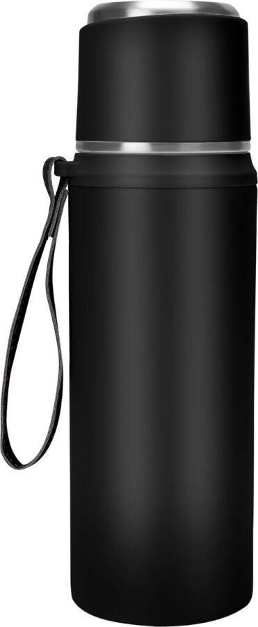 BELLE VOUS Black Stainless Steel Insulated Flask Bottle 800ml 27oz Double Walled & Vacuum Insulated Travel Mug with Cup Lid Reusable Metal BPA-Free Leakproof Water Bottle for Hot and Cold Drinks
