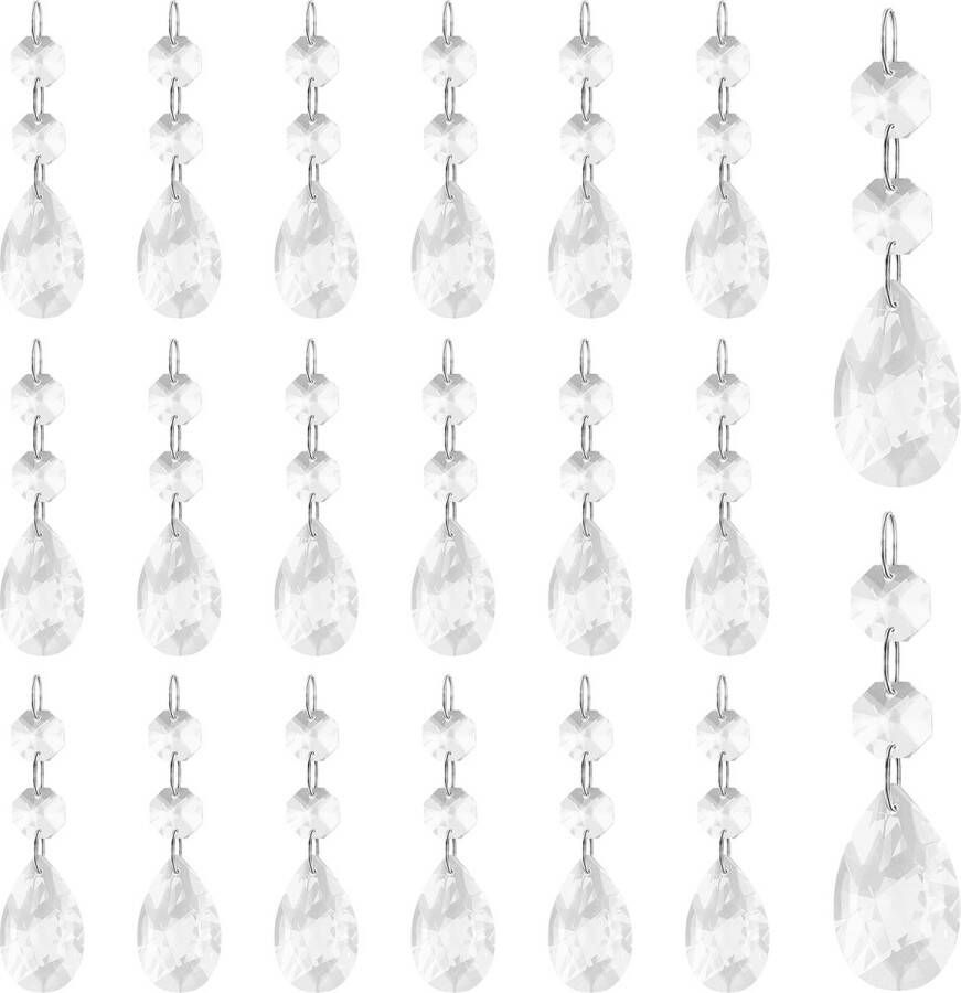BELLE VOUS Doorzichtige Kristallen Traan Kroonluchter Hangers (20 Stuks) 8 6 cm Hangende Decoratie Kralen voor Kroonluchters Prisma s DHZ Zonnevanger Onderdelen Bruiloft Kerstfeest & Slingers