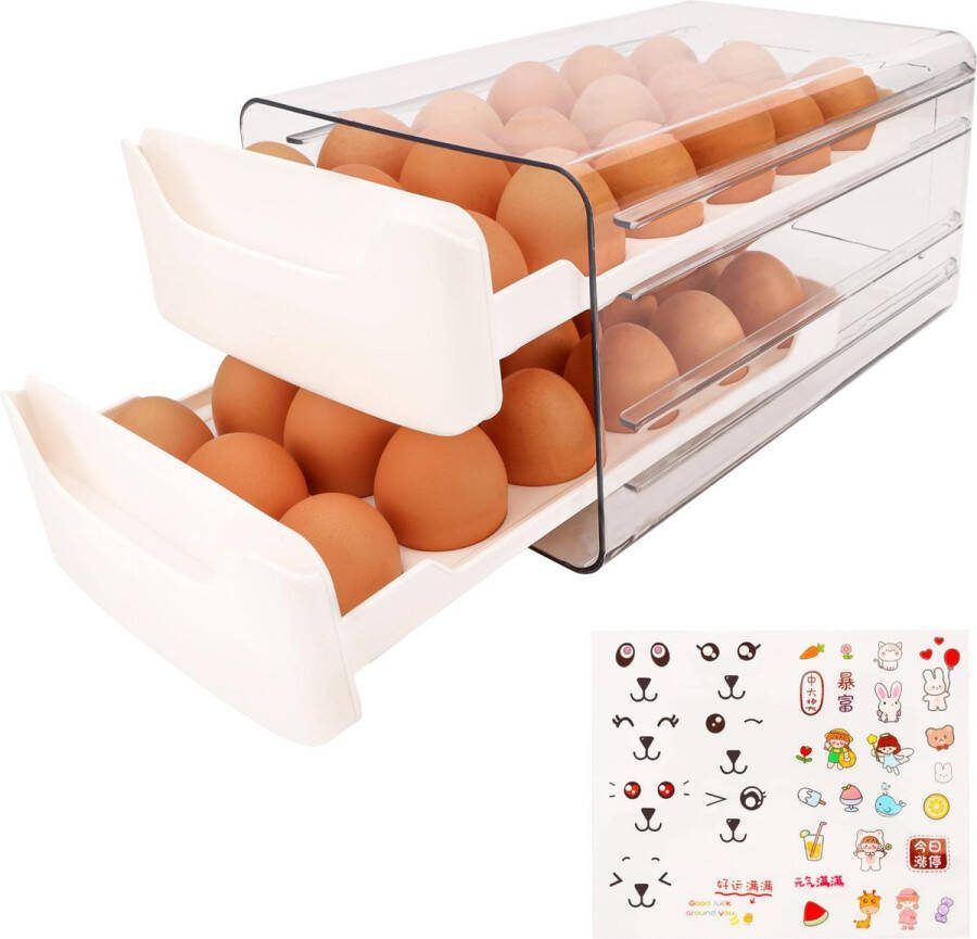 BELLE VOUS Dubbel Laags Doorzichtig Plastic Eieren Houder Opslag Container Diepvries Koelkast Ei Organizer Rek Met Deksel voor Keuken Eierlade Dozen Trays Containers 36 Ei Capaciteit Transport