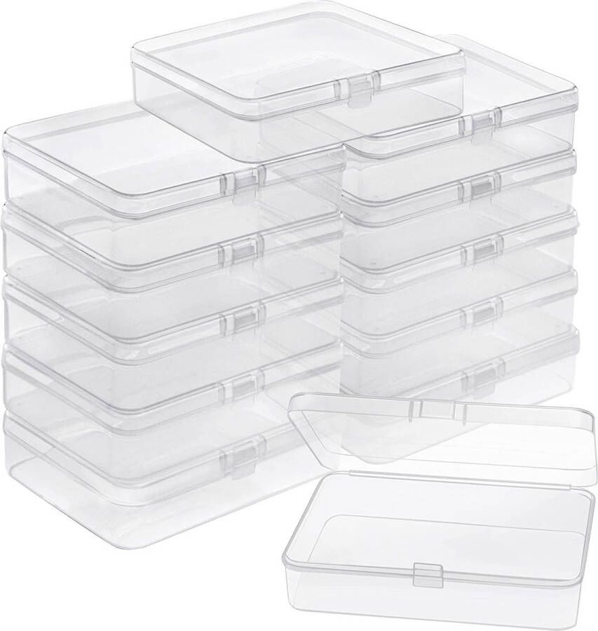 BELLE VOUS Klein Helder Plastic Opslag Dozen Containers met Scharnier Deksels (12 Pak) – L11 2 x B8 3 x H2 8cm – Mini Doosjes Voor Pillen Kralen Sieraden & Hobby Items