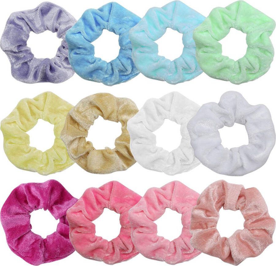 BELLE VOUS Pastel Knot Haar Scrunchies (12Pak) Zachte Pastel Haar Banden Voor Dames Haar Typen van Recht Golvend Krul Pijpenkrul Lang Kort Dik en Fijn Kleurrijk Elastiek Scrunchie Haarbanden