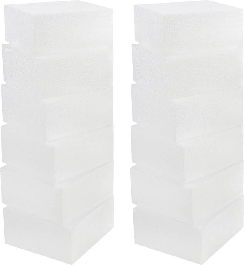 BELLE VOUS Schuim Blokken (12 Pak) – 10 x 10 x 5 cm – Vierkant Polystyreen Schuimblokken voor Modelleren School Projecten Sculpturen Bloemen Arrangementen Kunst en Hobby