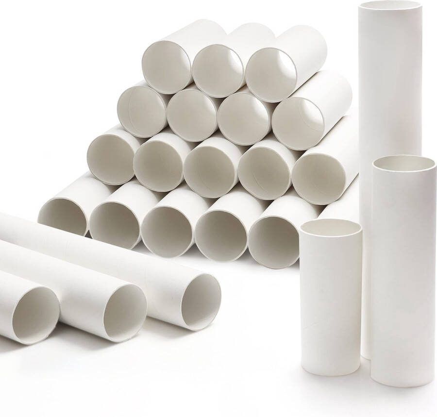 BELLE VOUS Wit DIY Hobby Karton Buizen (24 Pak) – 10 15 en 25 cm – Dik Lege Hobby Papier Rollen Kraft – Buizen Voor Kunst & Hobby Creaties Klaslokaal Activiteiten & Projecten