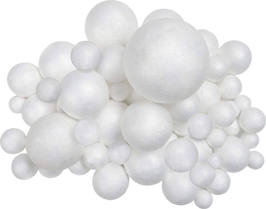 BELLE VOUS Witte Polystyrene Schuim Hobby Ballen in 6 maten (88 Pak) – Schuimstukken Voor DIY kunst Feest en Kerst Decoratie Projecten en Huishouden