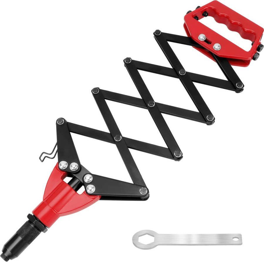 BELLE VOUS Zware Kwaliteit Popnagel Tang met 5 Uitwisselbare Rivet Kopstukken Geschikt voor 3 2-6 4 mm Aluminium Stalen Rivetten Uittrekbare Professionele Single-Pull Action Popnagel Tang