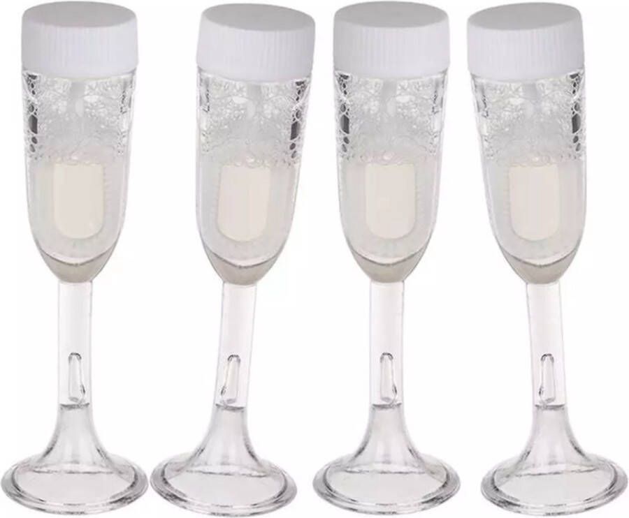 Bellenblaas 4x Bruiloft champagne glazen 4 x 10 cm Bellenblazen Trouwerij huwelijk Bruiloftsgasten feestartikelen